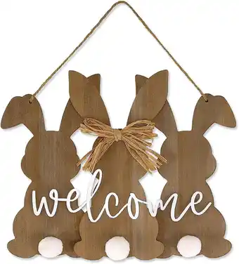 Walmart Lillian Vernon Easter Bunnies Hanging Sign - 12 W x 9-1/2H Wall and Door Decoration offer