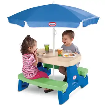 Walmart Little Tikes Outdoor Portable Kids Picnic Table with Umbrella, Blue/Green offer