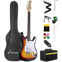 Walmart Donner Electric Guitar for Beginner Solid Body 39 HSS Pick Up for Starter, Black offer