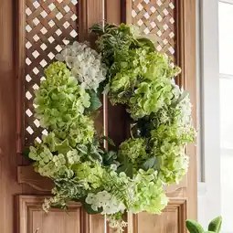 Walmart RAZ Imports Spring Renewal 24 Green and White Hydrangea Flower Easter Wreath offer