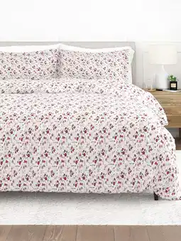 Walmart Comfort Canopy - 3 Piece Pink Farmhouse Blossoms Pattern Duvet Cover Set with Shams for King Beds offer