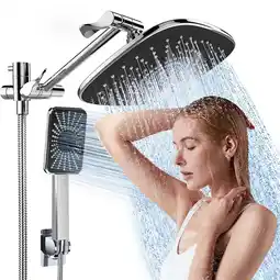 Walmart ATUPEN Rain Shower Head, 12 Wide Adjustable High Pressure Dual Showerhead Silver Chrome offer