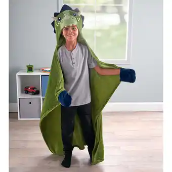 Walmart Your Zone Kids Green Dinosaur Glow in the Dark Hooded Throw, 40 x 50 offer