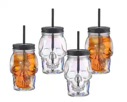 Walmart Way To Celebrate Glass Skull Sipper 4 Pack Iridescent offer