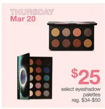 JC Penney Select eyeshadow palettes offer