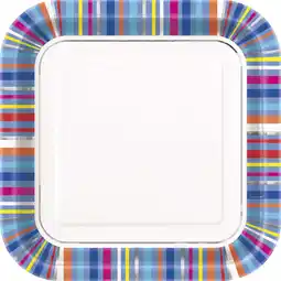 Walmart Way to Celebrate! Bright Stripes Birthday Paper Dessert Plates, 7in, 10ct offer