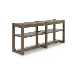 Walmart Signature Design by Ashley Cabalynn Farmhouse Sofa Table with 2 Adjustable Shelves, Light Brown offer