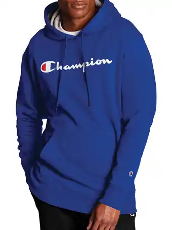 Walmart Champion Men's Powerblend Fleece Graphic Script Logo Pullover Hoodie, up to Size 2XL offer