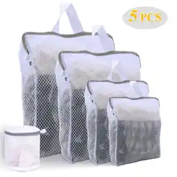 Walmart Mesh Laundry Bags for Delicates, 5 PCS Hanging Honeycomb Laundry Bags with Sturdy Zipper for Home offer