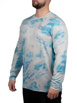 Walmart Realtree Men's Long Sleeve Reversible Crew Neck Fishing Tee Aspect Crystal Blue, L offer