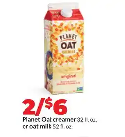 Hy-Vee Planet Oat creamer 32 fl. oz. or oat milk 52 fl. oz offer