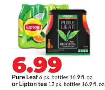 Hy-Vee Pure Leaf 6 pk. bottles 16.9 fl. oz. or Lipton tea 12 pk. bottles 16.9 fl. oz offer