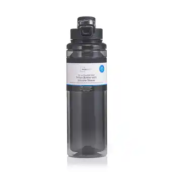 Walmart Mainstays 32 fl oz Rich Black Solid Print Plastic Water Bottle with Wide Mouth Lid offer