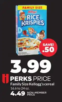 Hy-Vee Family Size Kellogg's cereal offer