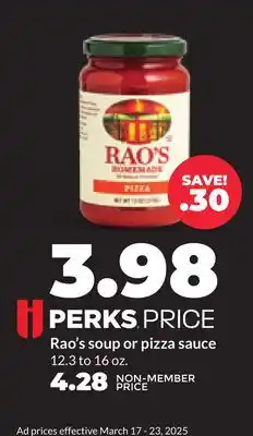 Hy-Vee Rao's soup or pizza sauce offer