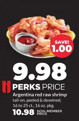 Hy-Vee Argentina red raw shrimp offer