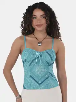 Walmart No Boundaries Printed Corset Top with Lace Trim, Women's and Women's Plus offer