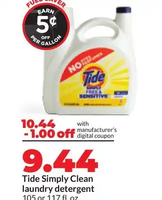 Hy-Vee Tide Simply Clean laundry detergent offer