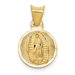 Walmart Finest Gold 14K Yellow Gold Polished Diamond-Cut Lady of Guadalupe Circle Pendant offer