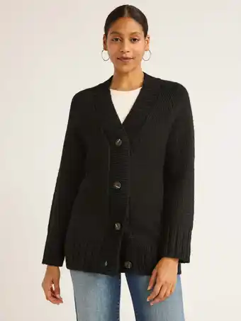 Walmart Scoop Women's Oversized V Neck Cardigan Sweater, Midweight, Sizes XS-XXL offer