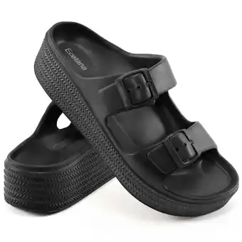 Walmart Ecetana Womens Slides Sandals Adjustable Double Buckle House Slides EVA Non-Slip Sandals offer