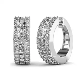 Walmart Cate & Chloe Wrenley 18k White Gold Plated Hoop Earrings with Swarovski Crystals Gift for Women offer