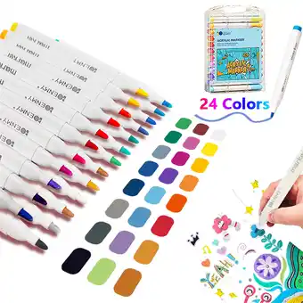 Walmart BUSATIA Acrylic Paint Marker Set, White, 6 Pieces offer