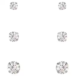 Walmart Brilliance Fine Jewelry Women's 10kt White Gold Cubic Zirconia Stud Earrings Set, 3/4/5mm offer