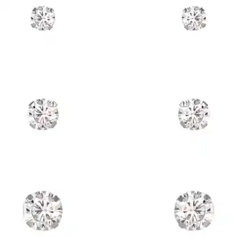 Walmart Brilliance Fine Jewelry Women's 10kt White Gold Cubic Zirconia Stud Earrings Set, 3/4/5mm offer