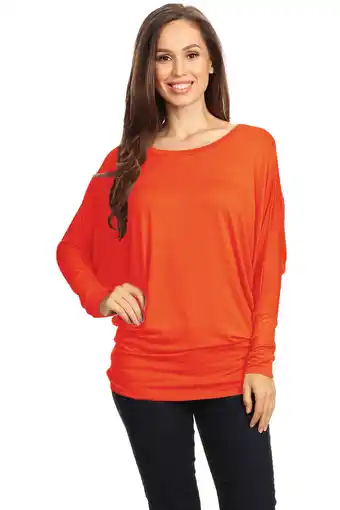 Walmart Women's Boat Neck 3/4 Dolman Sleeve Basic Top Regular & Plus Size Made in USA offer