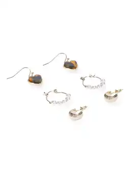 Walmart Time and Tru Women's Gold Tone Metal Earrings Set, 3-Pair offer