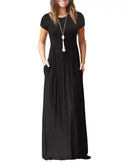 Walmart Cogild Dress for Womens Summer Casual Solid Color Maxi Dresses Plus Size Sun Dresses offer