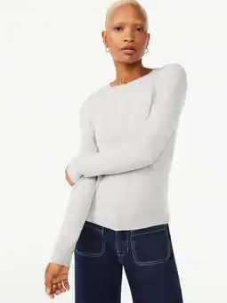 Walmart Free Assembly Women's Ribbed Crewneck Top with Long Sleeves offer