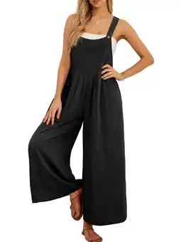 Walmart Cueply Women's Overalls Jumpsuits Casual Loose Adjustable Straps Wide Leg Long Pant with Pockets offer