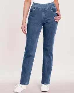 Walmart Blair Denimease Flat-Waist Pull-On Jeans offer