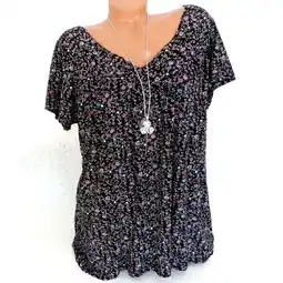 Walmart Sovlvnd V Neck Short Sleeve Casual Pullover Blouses, L (Women's Plus) offer