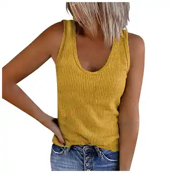 Walmart yillto Ribbed Tank Top for Women Stretchy Knit Sleeveless Tees Summer Plus Size Basic Ladies Tanks offer