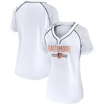 Walmart Women's Fanatics White Baltimore Orioles Play Calling Raglan V-Neck T-Shirt offer