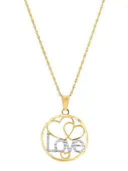 Walmart Brilliance Fine Jewelry 10K Yellow Gold Rhodium Love Hearts Circle on Gold Filled Necklace,18 offer