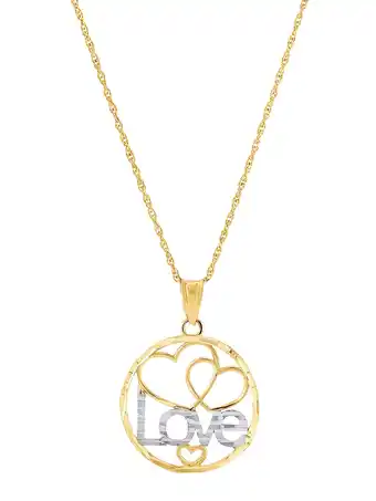 Walmart Brilliance Fine Jewelry 10K Yellow Gold Rhodium Love Hearts Circle on Gold Filled Necklace,18 offer