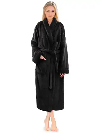 Walmart PAVILIA Premium Womens Plush Soft Robe Fluffy, Warm, Fleece Sherpa Shaggy Bathrobe (S/M, Black) offer