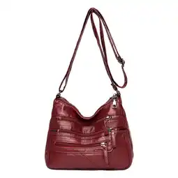 Walmart Women Shoulder Handbag Multiple Pockets Bag Ladies Purse Retro Fashion Tote - Red offer