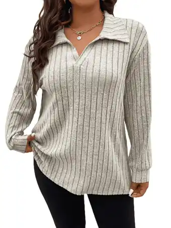 Walmart QINCAO Womens Plus Size Tops Long Sleeve V Neck Polo Shirts Pullover Sweaters Fall Winter 1X-5X offer