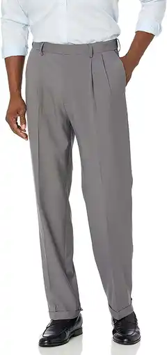 Walmart Haggar Mens Premium Comfort Classic Fit Pleat Expandable Waist Pant 36W x 29L Medium Grey offer