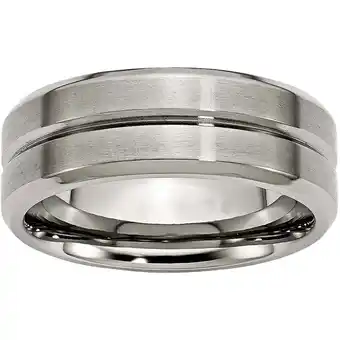 Walmart Titanium Grooved Beveled Edge 8mm Brushed and Polished Band offer