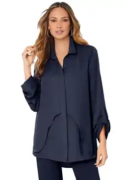 Walmart Roaman's Women's Plus Size Georgette Overlay Big Shirt offer