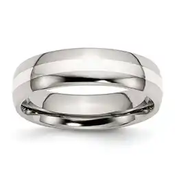 Walmart Stainless Steel Sterling Silver Inlay 6mm Polished Band offer