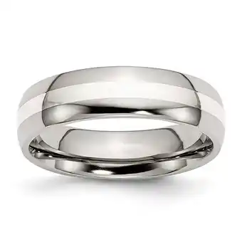 Walmart Stainless Steel Sterling Silver Inlay 6mm Polished Band offer