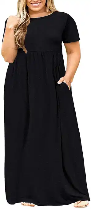 Walmart JuneFish Women's Summer Plus Size 2X to 6X Maxi Loose Dress with Pockets offer