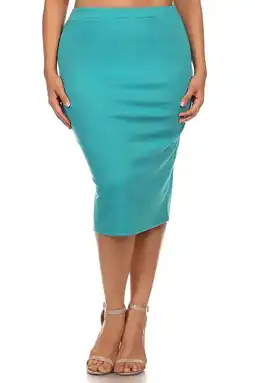 Walmart Women's Plus Size Casual Solid Pencil Midi Skirt offer